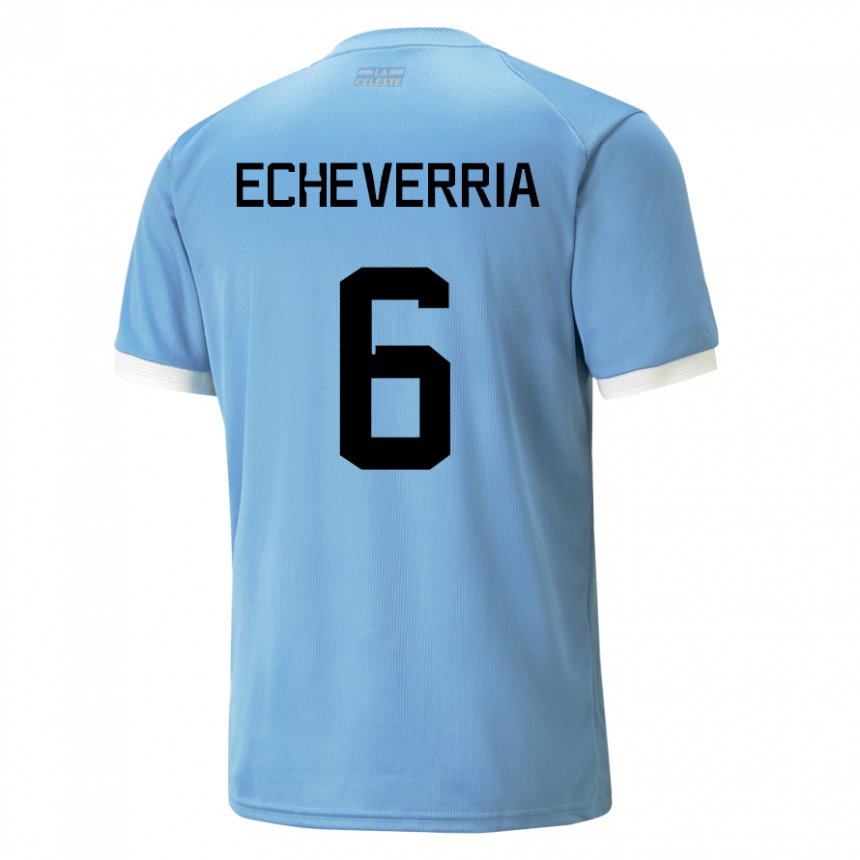 Kinderen Uruguayaans Juan Echeverria #6 Blauw Thuisshirt Thuistenue 22-24 T-shirt België