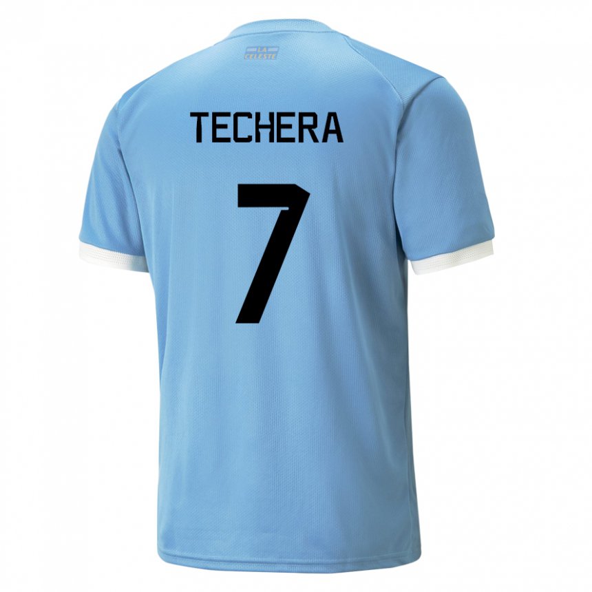 Kinder Uruguayische Facundo Techera #7 Blau Heimtrikot Trikot 22-24 T-shirt Belgien