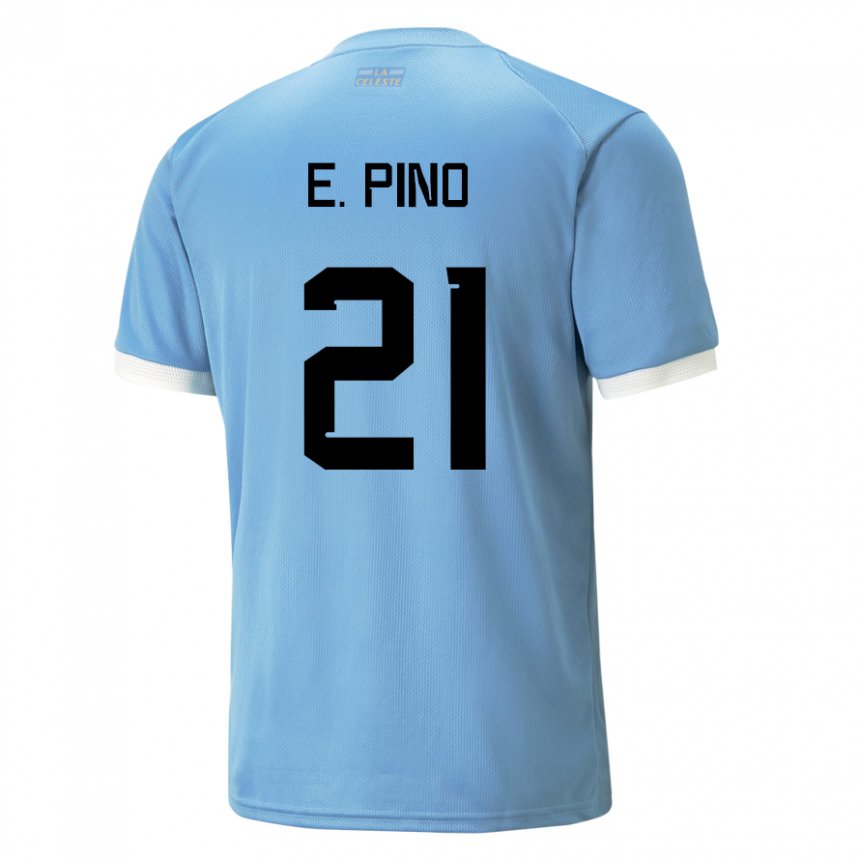 Enfant Maillot Uruguay Emiliano Del Pino #21 Bleu Tenues Domicile 22-24 T-shirt Belgique