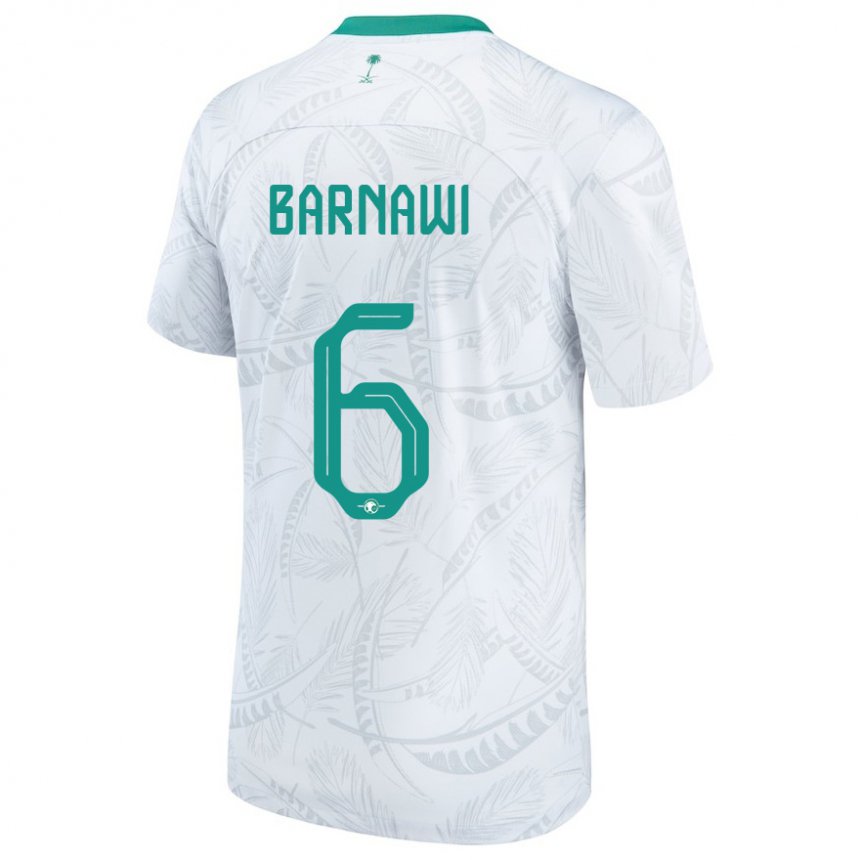 Enfant Maillot Arabie Saoudite Mohammed Barnawi #6 Blanc Tenues Domicile 22-24 T-shirt Belgique