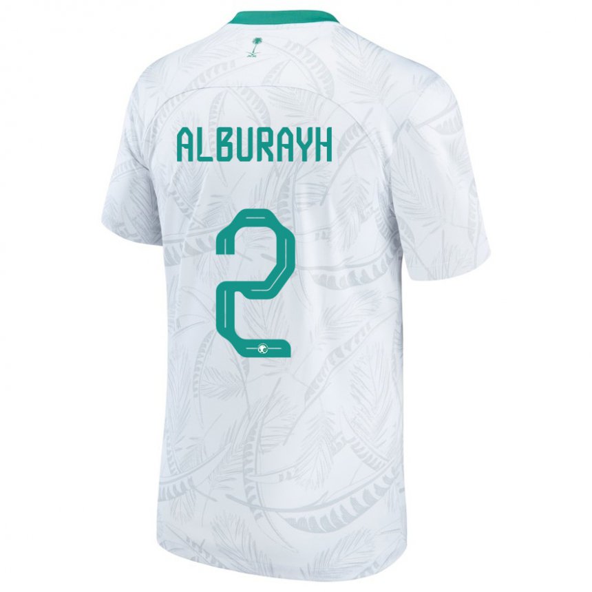 Enfant Maillot Arabie Saoudite Mahmood Alburayh #2 Blanc Tenues Domicile 22-24 T-shirt Belgique