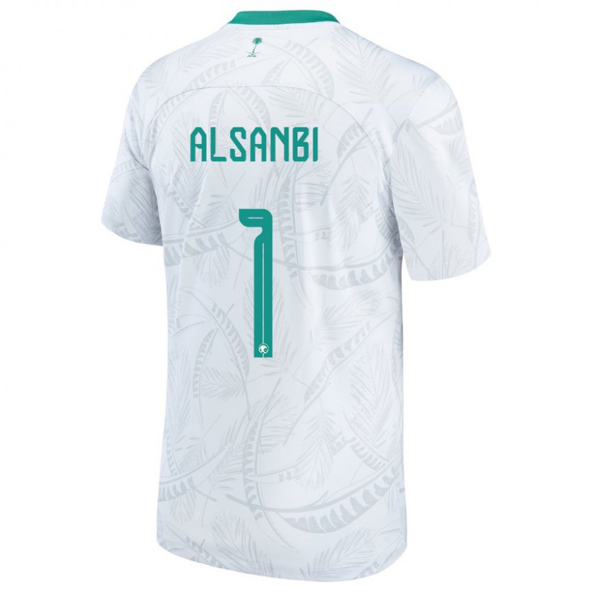 Enfant Maillot Arabie Saoudite Abdulrahman Alsanbi #1 Blanc Tenues Domicile 22-24 T-shirt Belgique