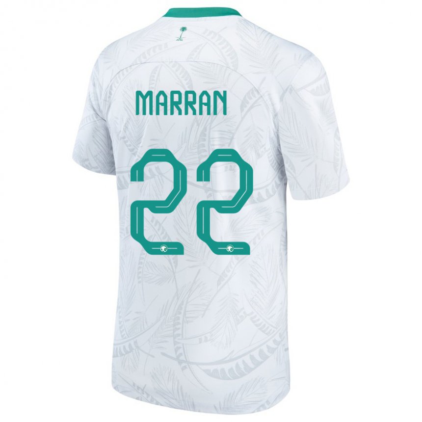 Kinder Saudi-arabische Mohammed Marran #22 Weiß Heimtrikot Trikot 22-24 T-shirt Belgien