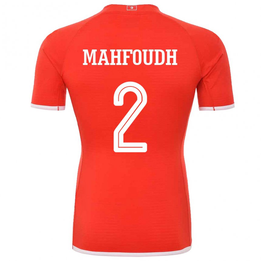 Enfant Maillot Tunisie Dhikra Mahfoudh #2 Rouge Tenues Domicile 22-24 T-shirt Belgique