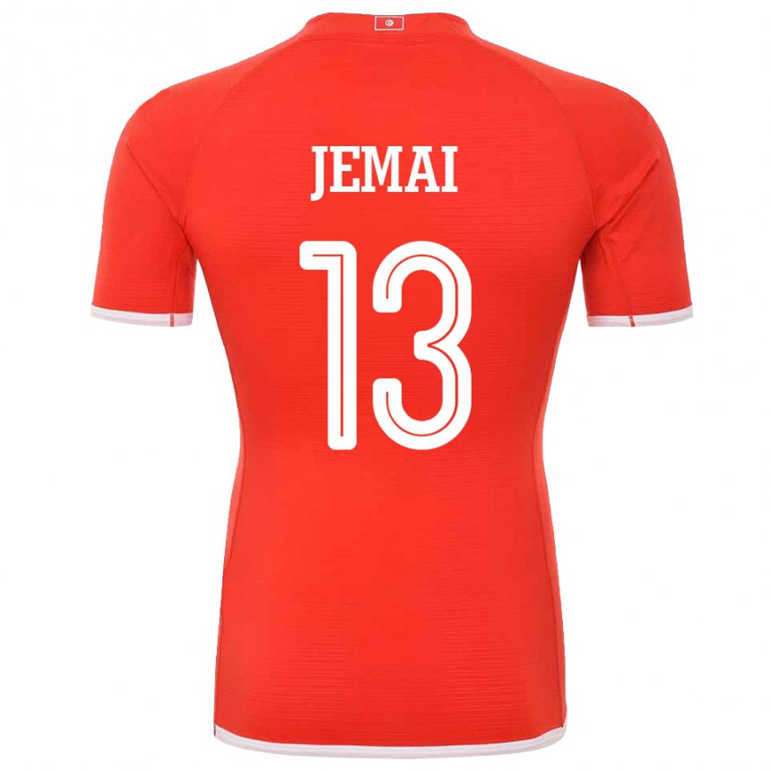 Kinder Tunesische Yasmine Jemai #13 Rot Heimtrikot Trikot 22-24 T-shirt Belgien