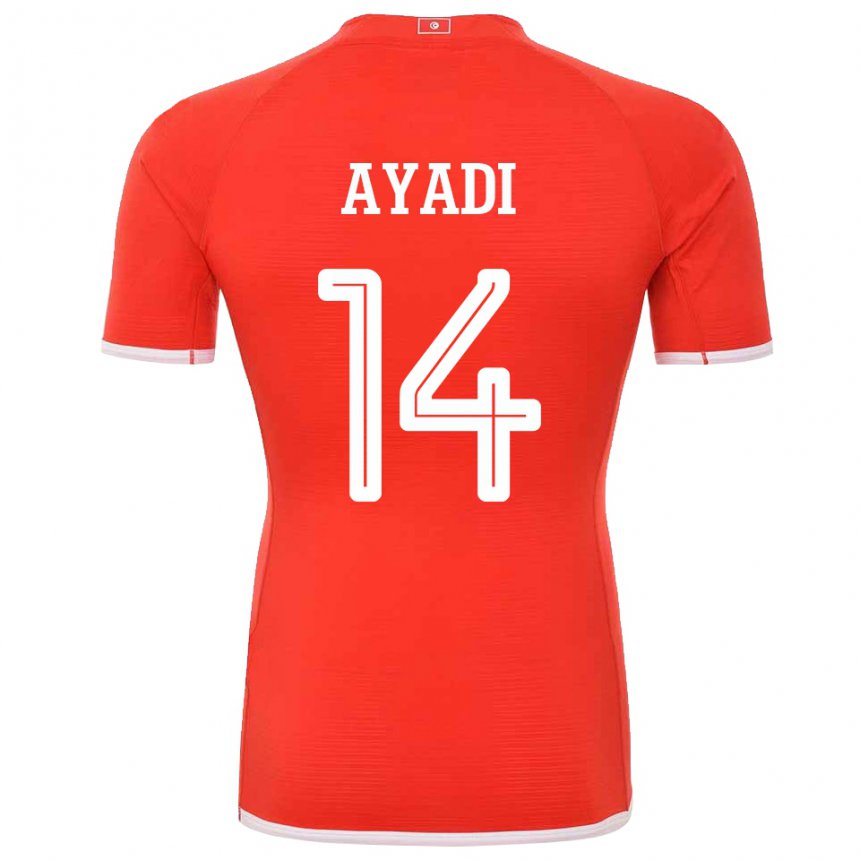 Enfant Maillot Tunisie Ghada Ayadi #14 Rouge Tenues Domicile 22-24 T-shirt Belgique