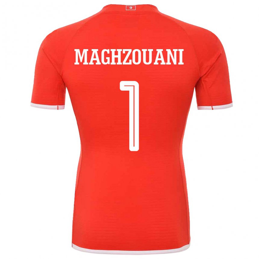 Enfant Maillot Tunisie Wassim Maghzouani #1 Rouge Tenues Domicile 22-24 T-shirt Belgique