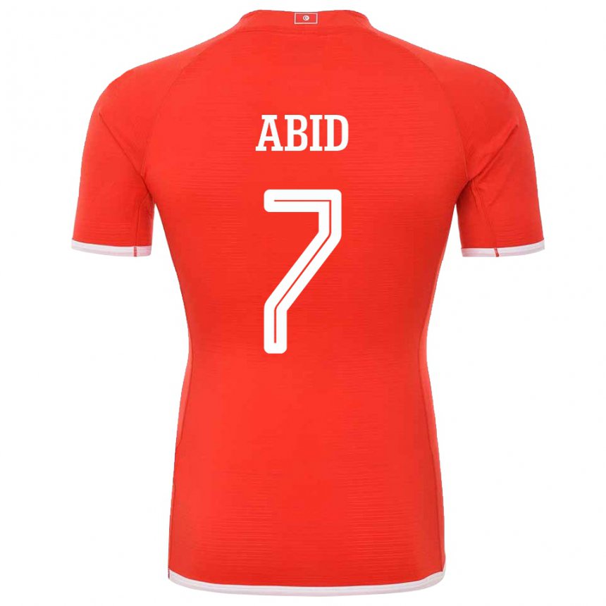 Enfant Maillot Tunisie Aziz Abid #7 Rouge Tenues Domicile 22-24 T-shirt Belgique