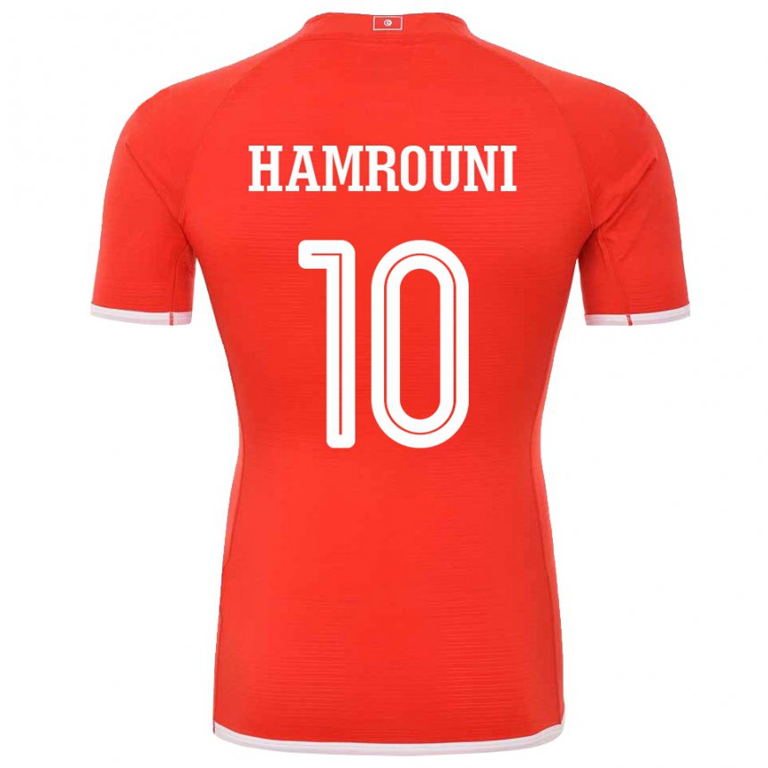 Enfant Maillot Tunisie Rayen Hamrouni #10 Rouge Tenues Domicile 22-24 T-shirt Belgique