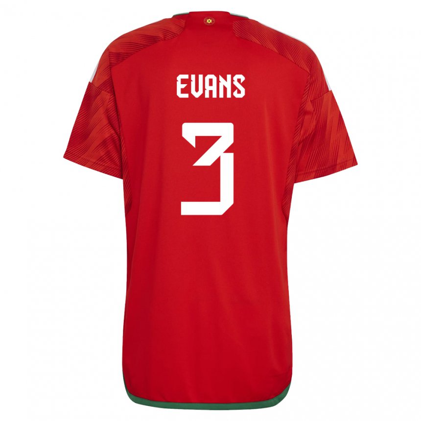 Enfant Maillot Pays De Galles Gemma Evans #3 Rouge Tenues Domicile 22-24 T-shirt Belgique