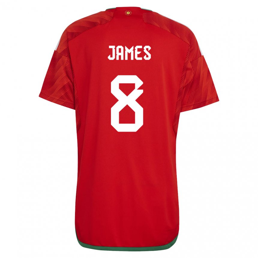 Kinderen Welsh Angharad James #8 Rood Thuisshirt Thuistenue 22-24 T-shirt België