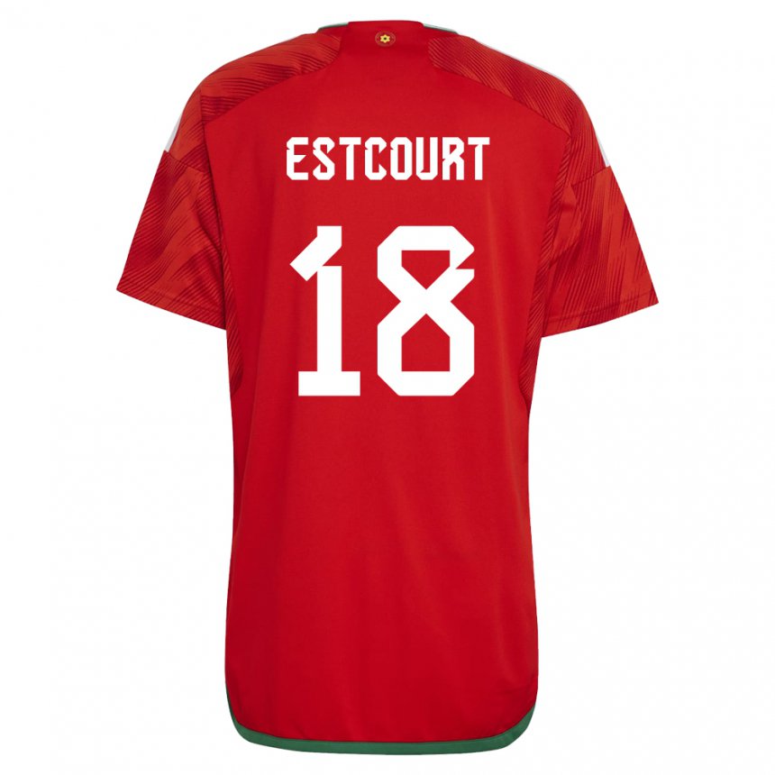 Kinder Walisische Charlie Estcourt #18 Rot Heimtrikot Trikot 22-24 T-shirt Belgien