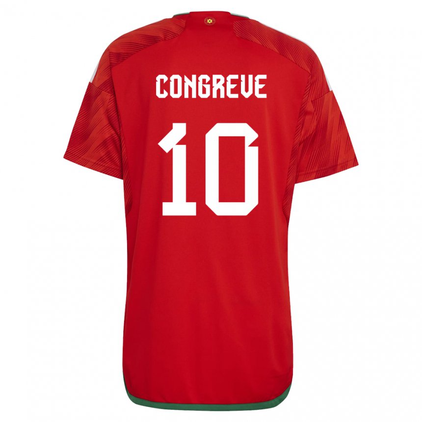 Kinder Walisische Cameron Congreve #10 Rot Heimtrikot Trikot 22-24 T-shirt Belgien