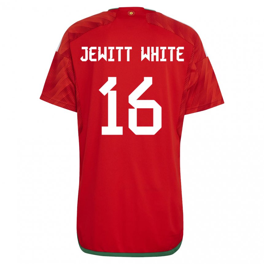 Kinder Walisische Harry Jewitt White #16 Rot Heimtrikot Trikot 22-24 T-shirt Belgien