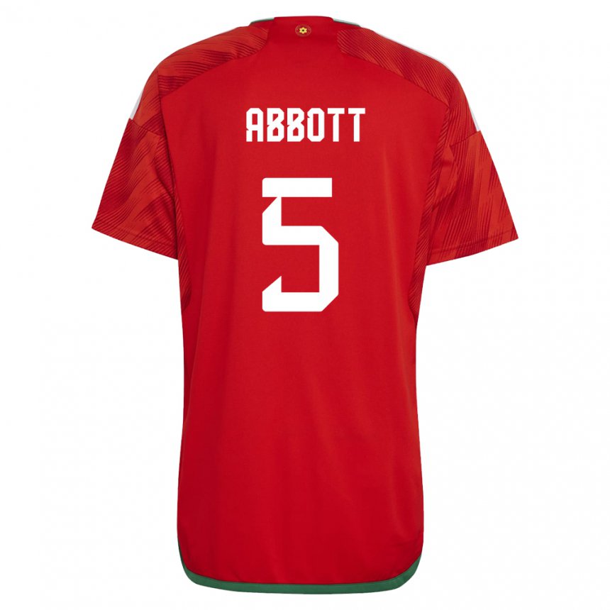 Kinderen Welsh George Abbott #5 Rood Thuisshirt Thuistenue 22-24 T-shirt België