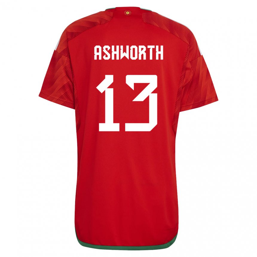 Enfant Maillot Pays De Galles Fin Ashworth #13 Rouge Tenues Domicile 22-24 T-shirt Belgique