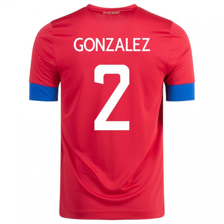 Kinder Costa-ricanische Julian Gonzalez #2 Rot Heimtrikot Trikot 22-24 T-shirt Belgien
