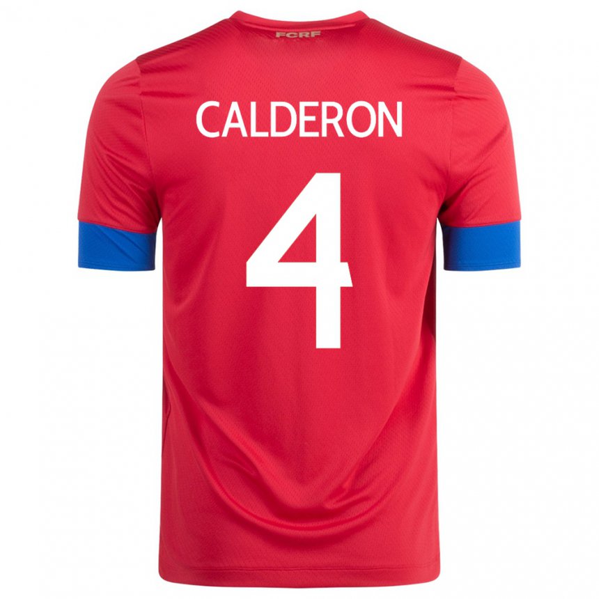 Kinder Costa-ricanische Brandon Calderon #4 Rot Heimtrikot Trikot 22-24 T-shirt Belgien