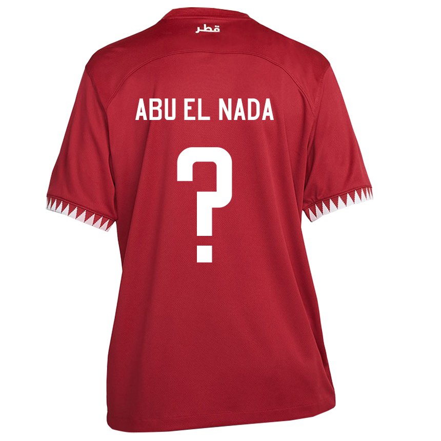 Enfant Maillot Qatar Mahmoud Abu El Nada #0 Bordeaux Tenues Domicile 22-24 T-shirt Belgique