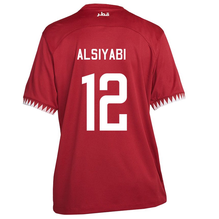 Kinder Katarische Shaima Alsiyabi #12 Kastanienbraun Heimtrikot Trikot 22-24 T-shirt Belgien