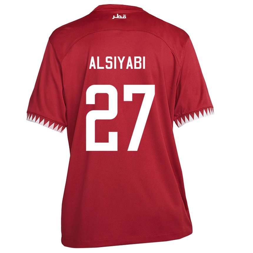 Kinder Katarische Nasra Alsiyabi #27 Kastanienbraun Heimtrikot Trikot 22-24 T-shirt Belgien