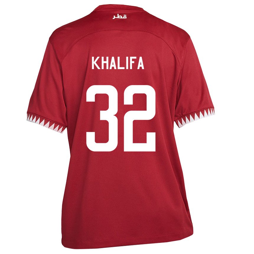 Kinder Katarische Duana Khalifa #32 Kastanienbraun Heimtrikot Trikot 22-24 T-shirt Belgien