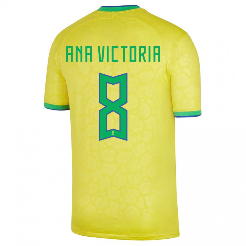 Enfant Maillot Brésil Ana Victoria #8 Jaune Tenues Domicile 22-24 T-shirt Belgique