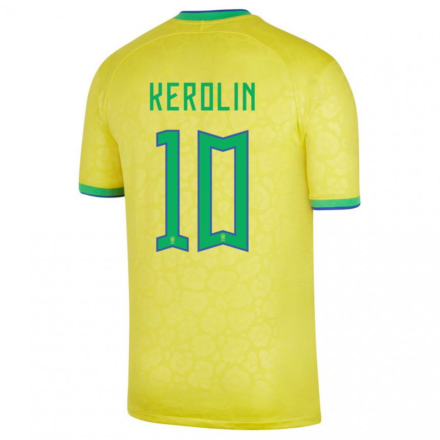 Kinder Brasilianische Kerolin Nicoli #10 Gelb Heimtrikot Trikot 22-24 T-shirt Belgien