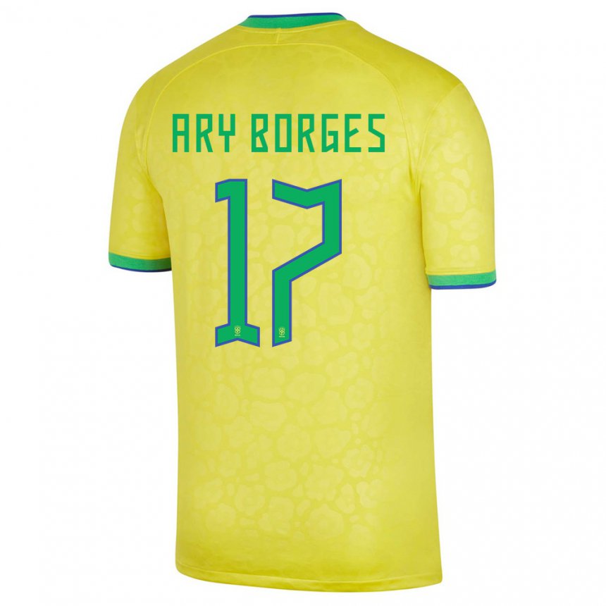 Enfant Maillot Brésil Ary Borges #17 Jaune Tenues Domicile 22-24 T-shirt Belgique