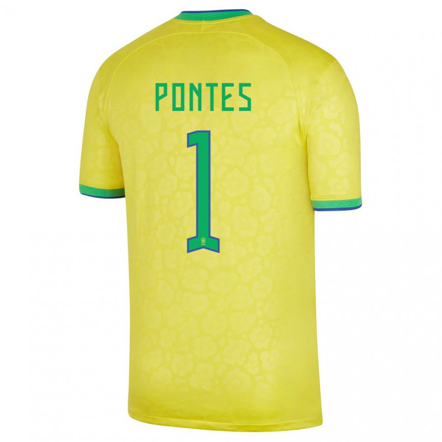 Enfant Maillot Brésil Mycael Pontes #1 Jaune Tenues Domicile 22-24 T-shirt Belgique