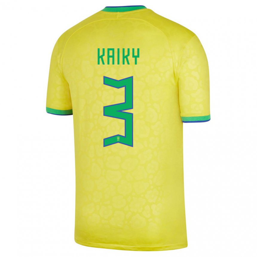 Kinder Brasilianische Kaiky #3 Gelb Heimtrikot Trikot 22-24 T-shirt Belgien