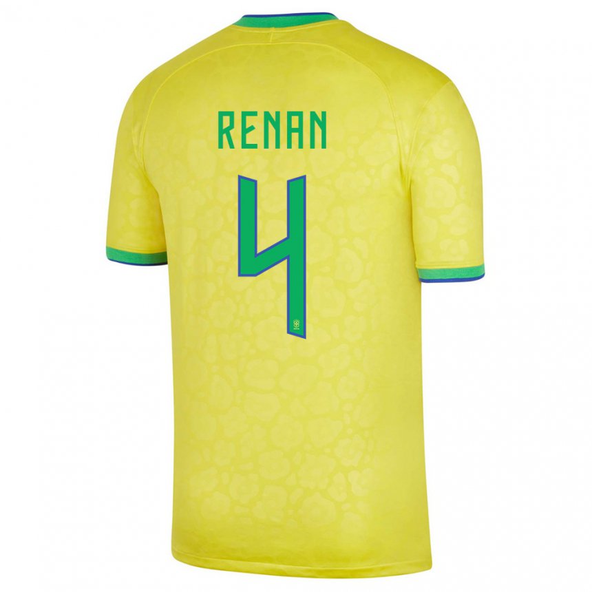 Enfant Maillot Brésil Robert Renan #4 Jaune Tenues Domicile 22-24 T-shirt Belgique