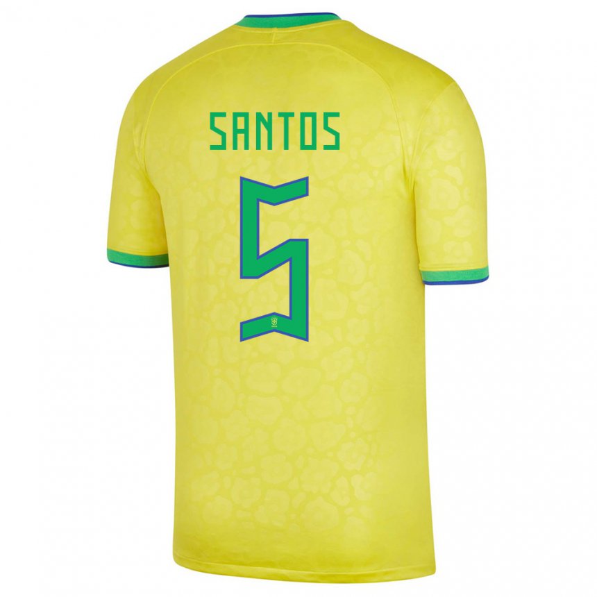 Enfant Maillot Brésil Andrey Santos #5 Jaune Tenues Domicile 22-24 T-shirt Belgique