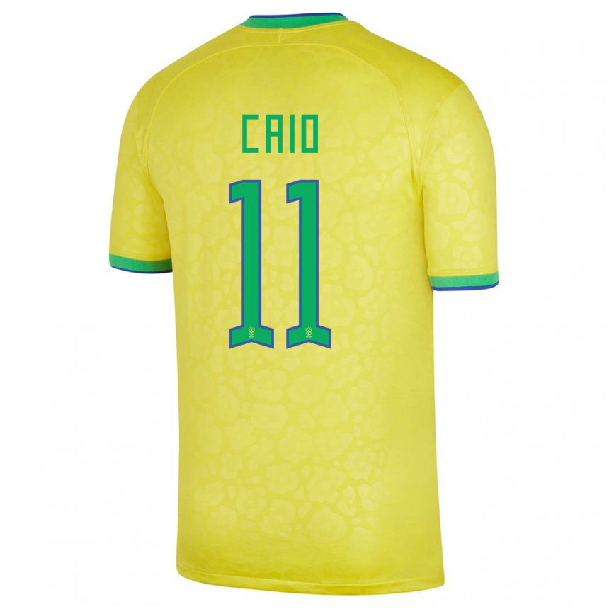 Kinder Brasilianische Caio #11 Gelb Heimtrikot Trikot 22-24 T-shirt Belgien