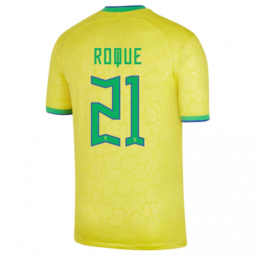 Enfant Maillot Brésil Vitor Roque #21 Jaune Tenues Domicile 22-24 T-shirt Belgique