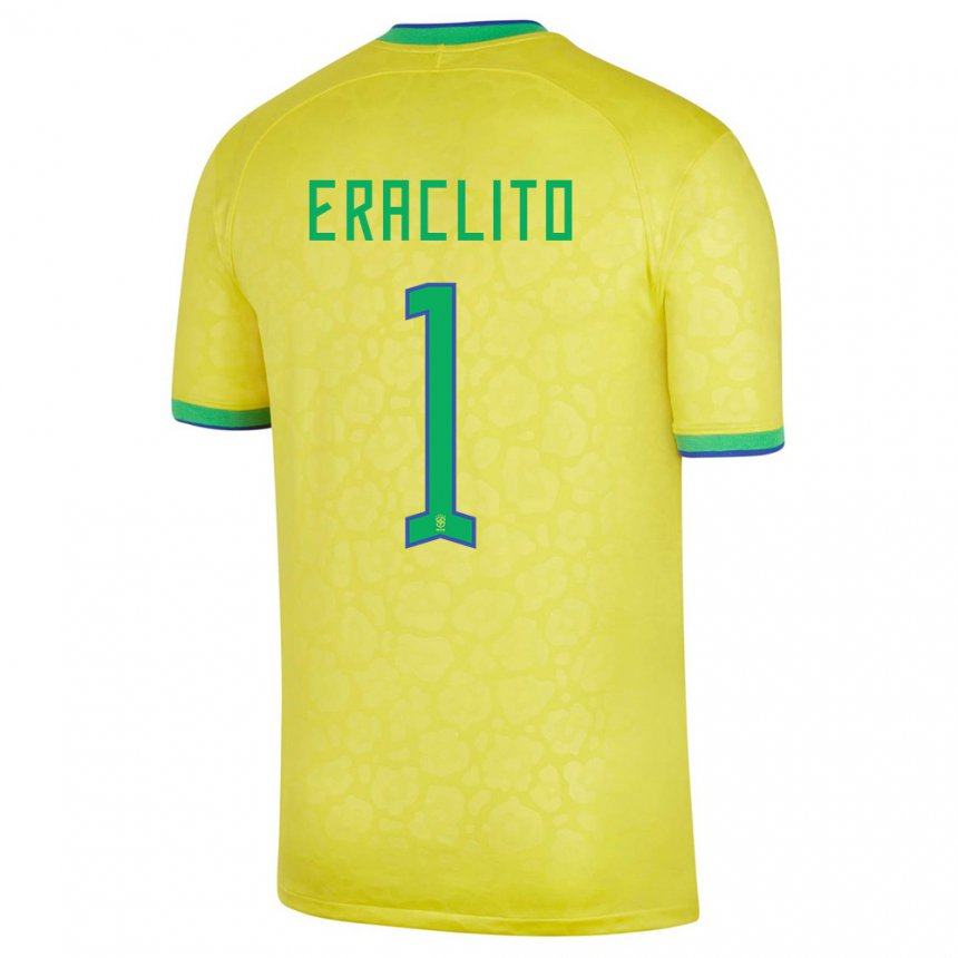 Kinder Brasilianische Marcelo Eraclito #1 Gelb Heimtrikot Trikot 22-24 T-shirt Belgien