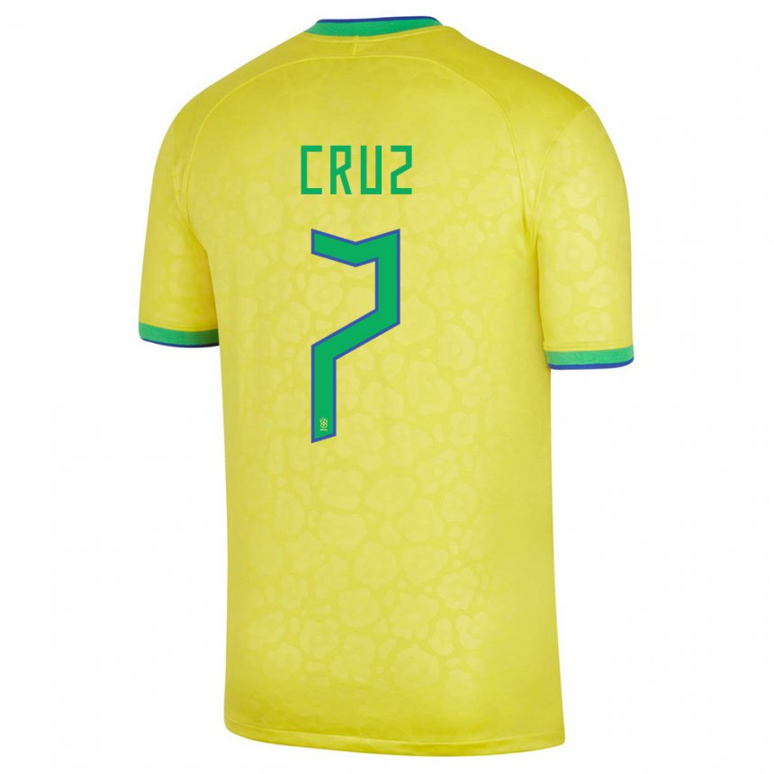 Kinder Brasilianische Joao Cruz #7 Gelb Heimtrikot Trikot 22-24 T-shirt Belgien