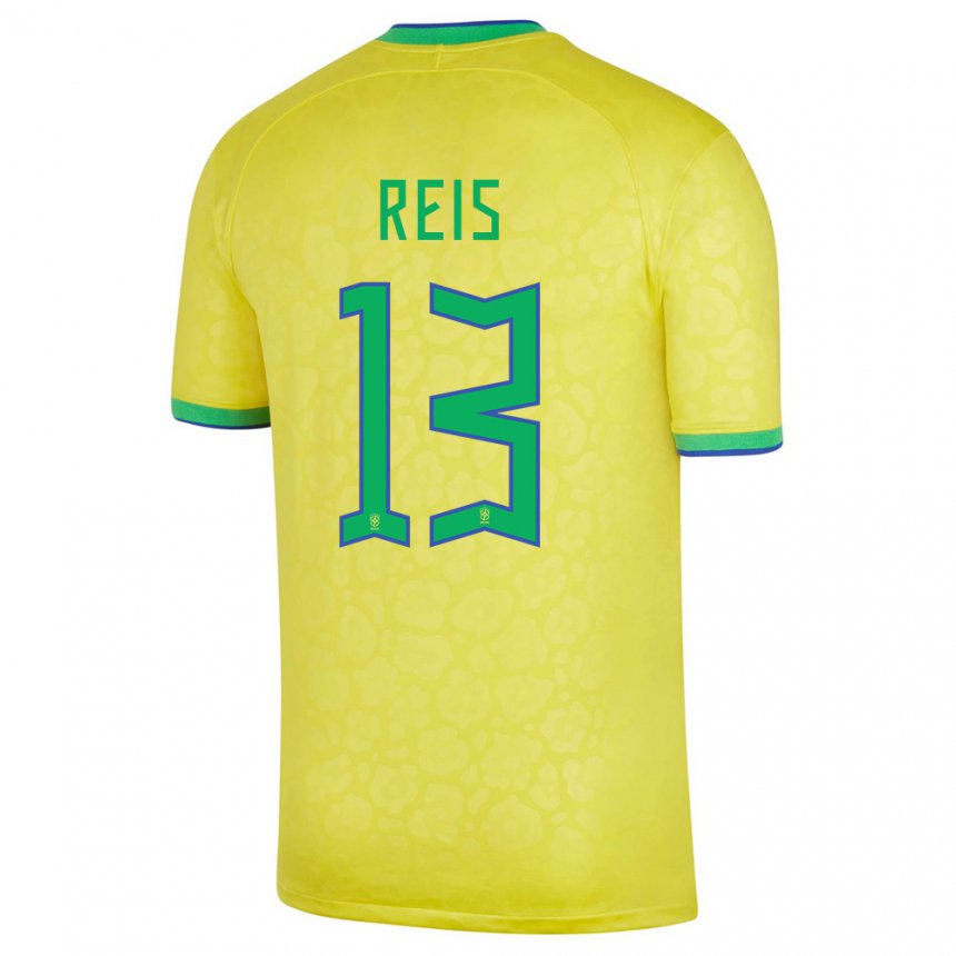 Enfant Maillot Brésil Vitor Reis #13 Jaune Tenues Domicile 22-24 T-shirt Belgique