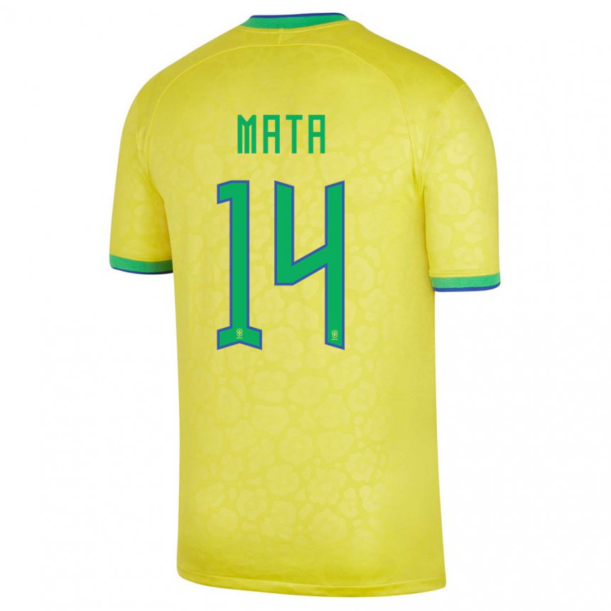 Kinder Brasilianische Da Mata #14 Gelb Heimtrikot Trikot 22-24 T-shirt Belgien