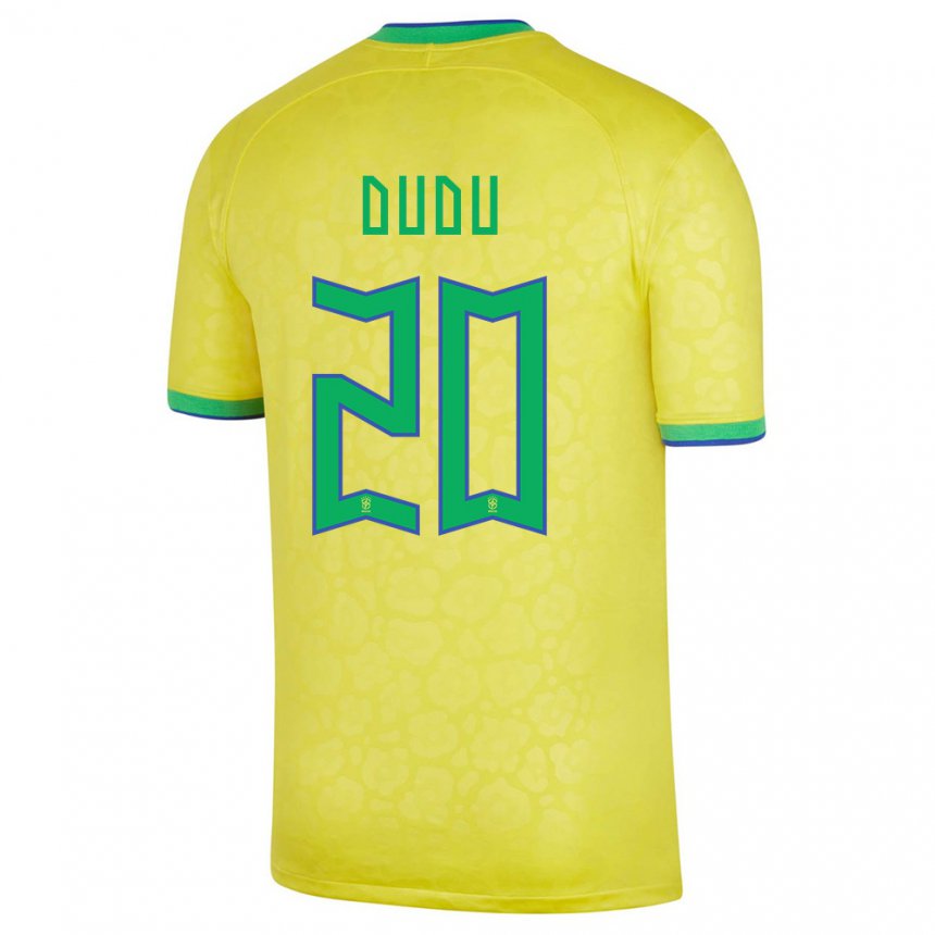 Kinder Brasilianische Dudu #20 Gelb Heimtrikot Trikot 22-24 T-shirt Belgien