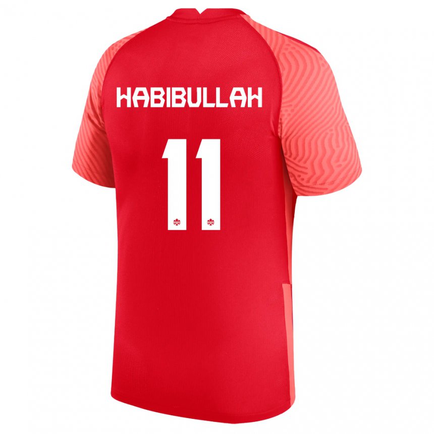Kinder Kanadische Kamron Habibullah #11 Rot Heimtrikot Trikot 22-24 T-shirt Belgien