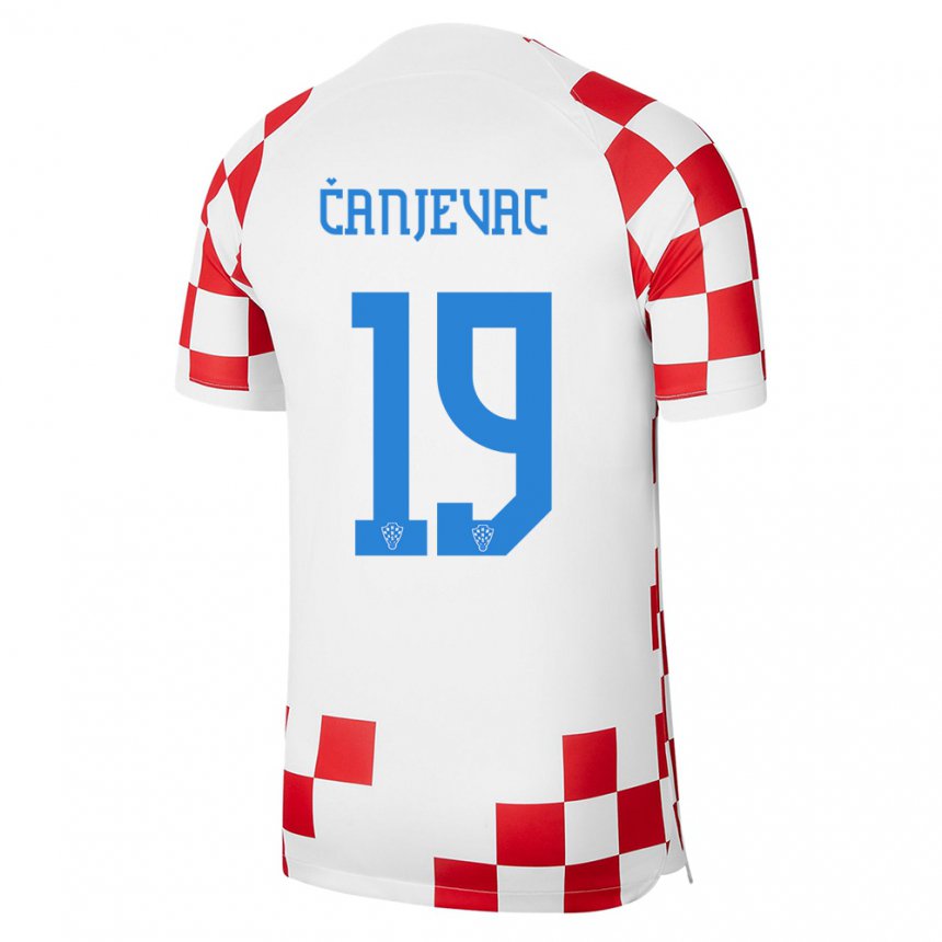 Kinder Kroatische Janja Canjevac #19 Rot-weiss Heimtrikot Trikot 22-24 T-shirt Belgien