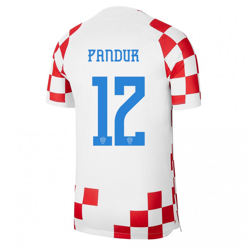 Kinder Kroatische Ivor Pandur #12 Rot-weiss Heimtrikot Trikot 22-24 T-shirt Belgien