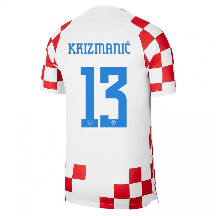 Kinder Kroatische Kresimir Krizmanic #13 Rot-weiss Heimtrikot Trikot 22-24 T-shirt Belgien