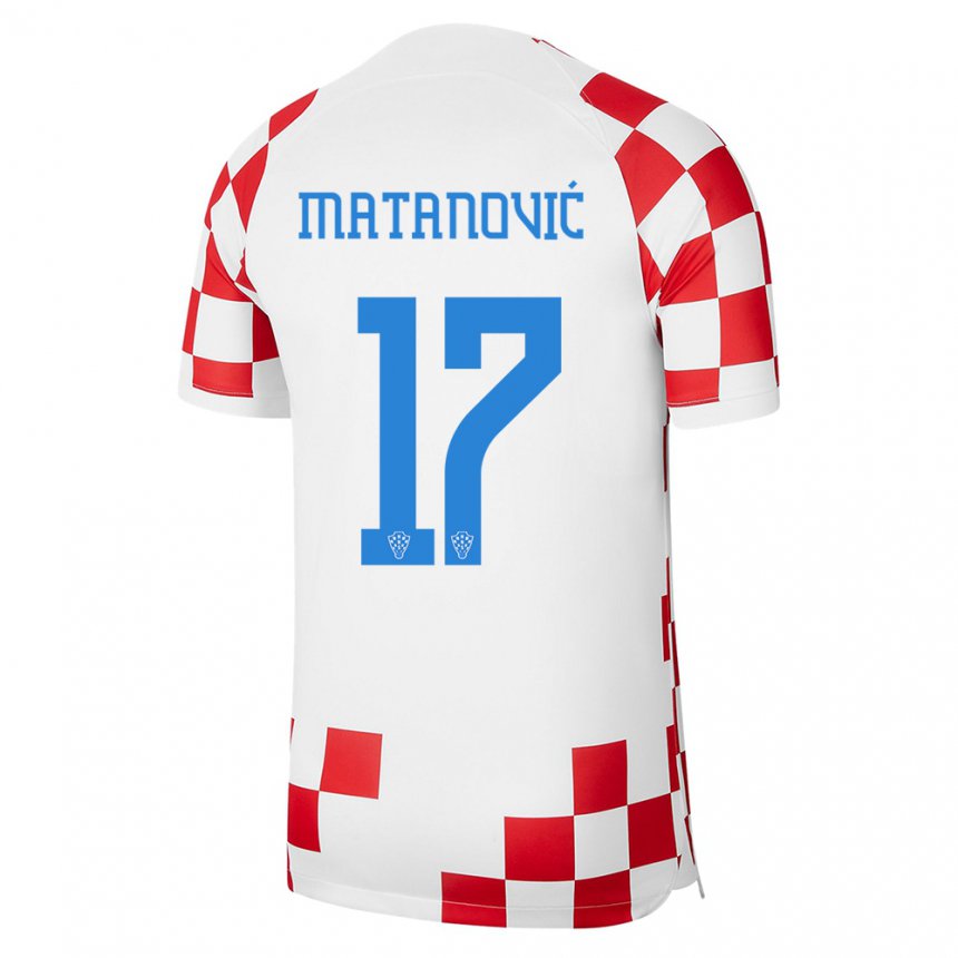 Enfant Maillot Croatie Igor Matanovic #17 Rouge Blanc Tenues Domicile 22-24 T-shirt Belgique