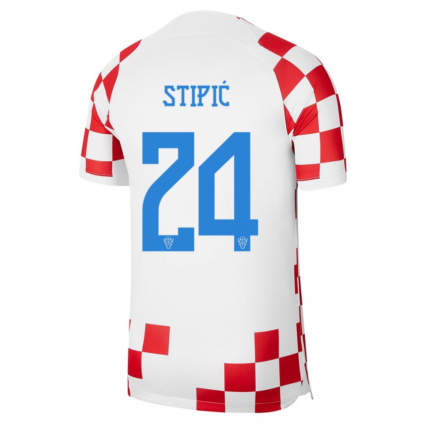 Kinder Kroatische Mihael Stipic #24 Rot-weiss Heimtrikot Trikot 22-24 T-shirt Belgien