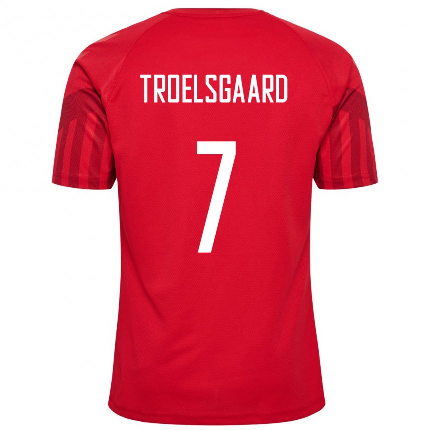 Kinder Dänische Sanne Troelsgaard #7 Rot Heimtrikot Trikot 22-24 T-shirt Belgien
