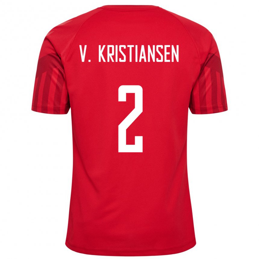 Enfant Maillot Danemark Victor Kristiansen #2 Rouge Tenues Domicile 22-24 T-shirt Belgique