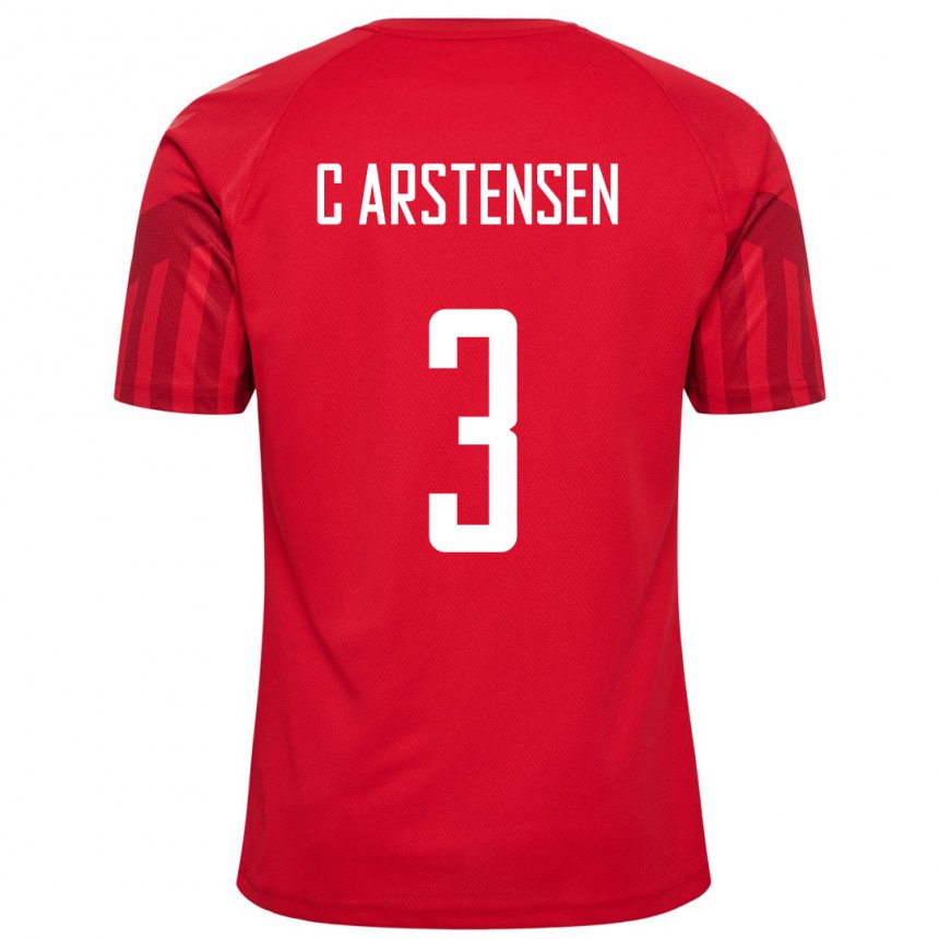 Enfant Maillot Danemark Rasmus Carstensen #3 Rouge Tenues Domicile 22-24 T-shirt Belgique