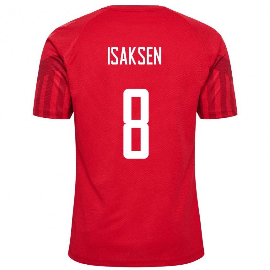 Kinder Dänische Gustav Isaksen #8 Rot Heimtrikot Trikot 22-24 T-shirt Belgien